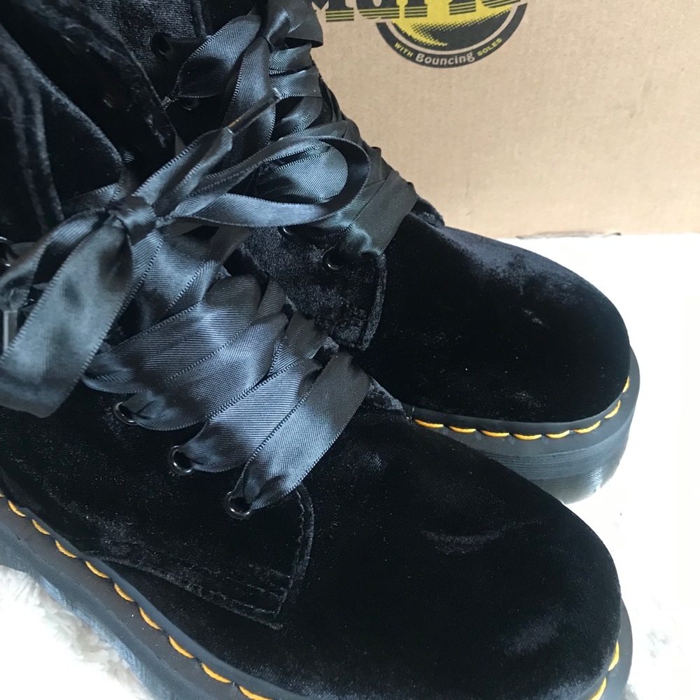 Dr Martens Jadon Velvet Platform boot.